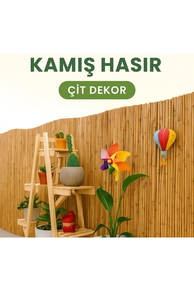 Doğal Kamış Hasır Çit Bahçe, Balkon ve Gölgelik Dekorasyonu 1 Metre Yükseklik X 6 Metre Uzunluk ürün görseli 1
