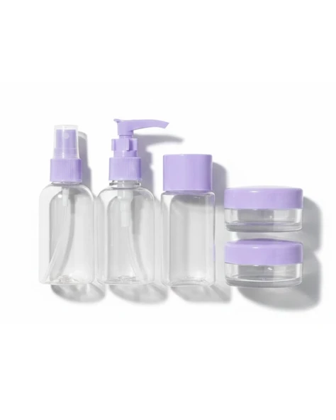 5 Parça Şeffaf Seyahat Kozmetik Seti 30 ml - Resim 4