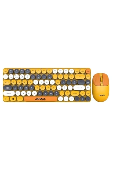 Jedel WS682B Retro Tasarım Kablosuz Klavye Mouse Seti - Bluetooth + 2.4Ghz Çift Modlu ürün görseli 1