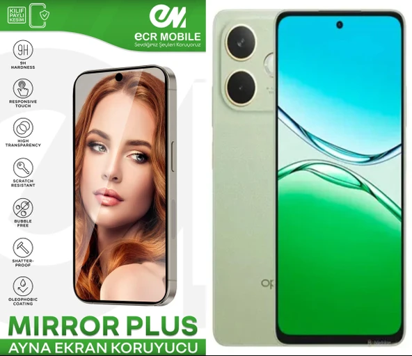 Oppo A5 Pro ile Uyumlu Ayna (Mirror) 9H Kırılmaz Nano Ekran Koruyucu | Ekran Kapalıyken Ayna ürün görseli 1