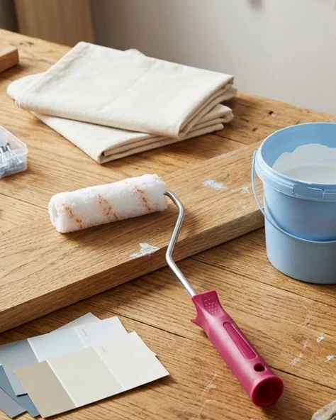 Mini Boya Fırça Seti 10 Cm Rulo Fırça 6 Adet Yedek Rulo Hediyeli Duvar Boyama Aparatı ürün görseli 1