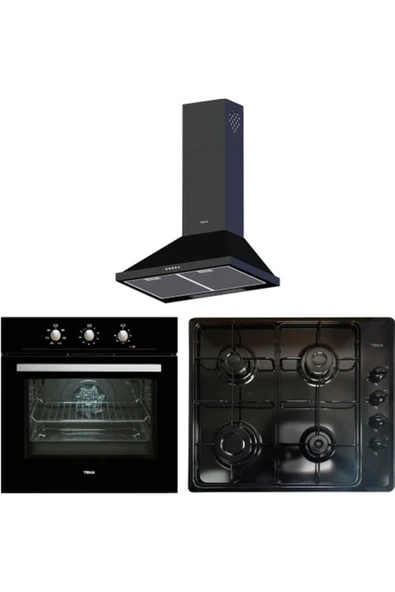 Teka Chef 3 Ankastre Set (HE 715 BK FIRIN HLX 60 AI AL BK OCAK DBT 60 BK DAVLUMBAZ) Siyah 640004 ürün görseli 1