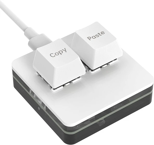 2 Tuşlu Makro Mekanik Klavye Programlanabilir Oyun-Muhasebe-Copy-Paste Tuş Usb Renkli Işık Beyaz ürün görseli 1