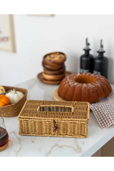 KaiHome El Yapımı Bambu/Rattan Peçetelik / Saklama Kutusu ürün görseli 1