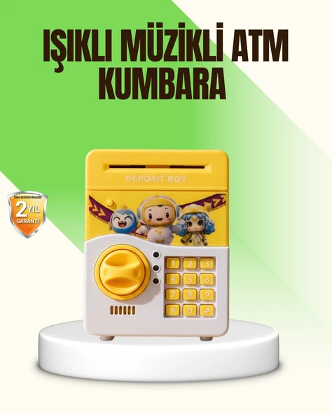 Sarı Elektronik Şifreli ATM Görünümlü Çocuk Kumbarası ürün görseli 1