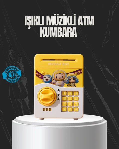 Sarı Renk Otomatik Para Çeken Şifreli Çocuk Kumbarası ürün görseli 1