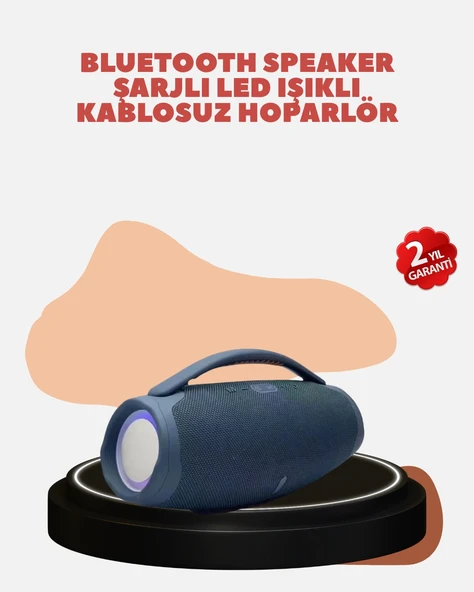 Renkli LED Efektli Suya Dayanıklı Taşınabilir Kablosuz Hoparlör ürün görseli 1