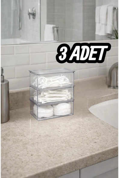 Bayev Lucid 3 Adet Mini Akrilik Kapaklı Düzenleyici Kutu Çok Amaçlı Organizer ürün görseli 1