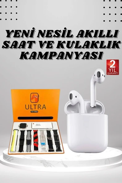 7 Kordonlu Akıllı Saat Ve 2.Nesil Kulaklık Yüksek Ses Kaliteli Uzun Pil Ömrü ürün görseli 1