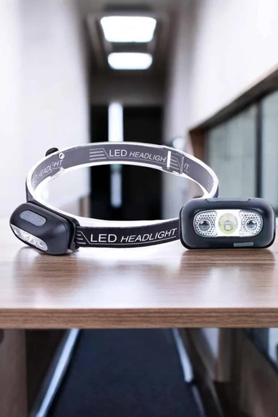Kafa Lambası Kamp Lambası Led Işık Şarjlı Ayarlanabilir - Resim 3
