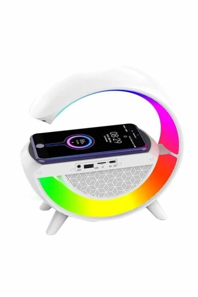 Bluetooth Hoparlör G Şekli Atmosfer Akıllı Rgb Lamba Wireless Kablosuz Şarj ürün görseli 1
