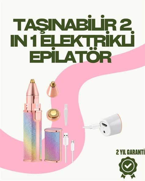 8000 RPM Taşınabilir Epilatör - Kaş Düzeltici ve Dudak Epilatörlü Pille Çalışan ürün görseli 1