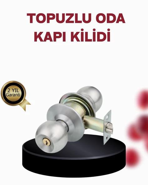 Paslanmaz Çelik Dayanıklı Topuzlu Kapı Kilidi ürün görseli 1