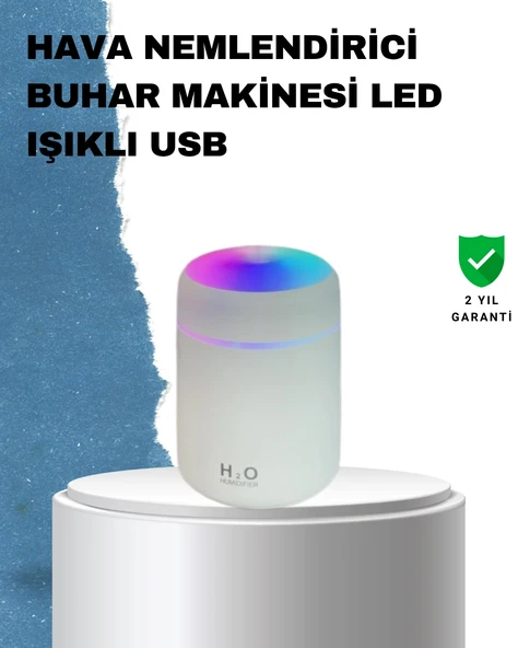 ABS Gövdeli 300ml USB Nemlendirici - Beyaz, Gri, Pembe Renk ürün görseli 1