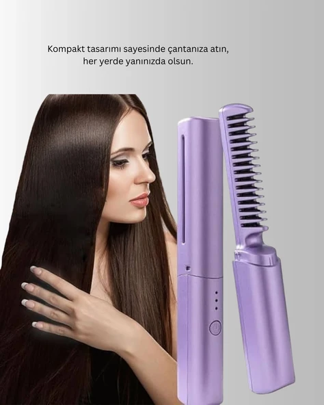 Şarjlı Saç Düzleştirici Tarak - Resim 4