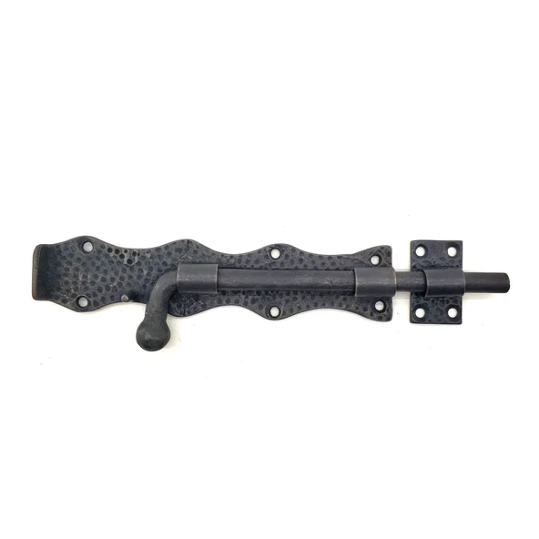 Antika Tarz Dekoratif Pirinç Dövme Kapı Sürgüsü - 20cm, Oksit ürün görseli 1