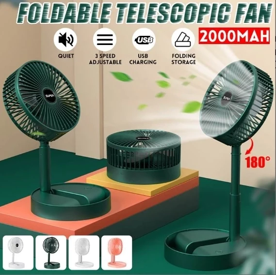Katlanır Teleskopik Zemin Fanı Yaz Sessiz Öğrenci Masaüstü Fan Usb Şarj Edilebilir Taşınabilir Ev Mini Hava Soğutucu ürün görseli 1