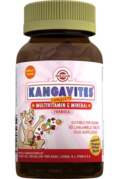Solgar Kangavites Multivitamin & Mineral 60 Tablet - Alliavital.com0554 ürün görseli 1