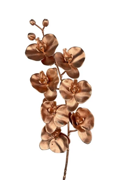 Yapay Çiçek Bronz Bakır Rengi Orkide Uzun Dal 80cm Orkide ürün görseli 1