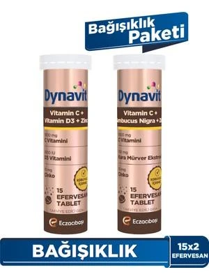 Dynavit Bağışıklık Paketi Vitamin c+ D3 + Zinc 15+15 Efervesan ürün görseli 1