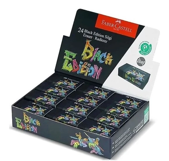 Faber Castell Black Edition Silgi Siyah No:24 Tekli 3 adet ürün görseli 1