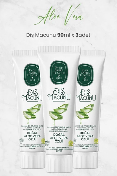 Eyüp Sabri Tuncer Diş Macunu Aloe Vera Özlü 90 ml X 3 Adet ürün görseli 1