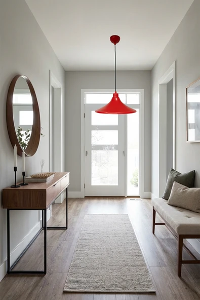 Siu Tennure İskandinav Tarzı Minimalist Metal Sarkıt - Salon Ada Mutfak Dekoratif Lamba - Kırmızı ürün görseli 1