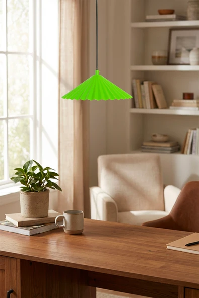 Siu Origami Tasarım Tekli Metal Sarkıt - Modern Ev Dekorasyonu Tavan Aydınlatma Lambası - Yeşil ürün görseli 1