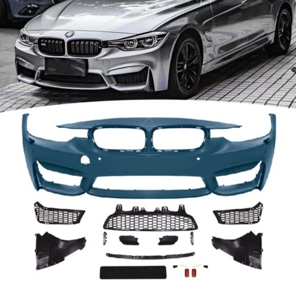 Bmw 3 Serisi F30 M3 Ön Tampon Komple Set Panjurlu Sis Yuvasız  2012- 2017 Arası Uyumlu ürün görseli 1