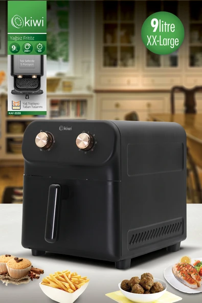 Kiwi Kaf-5559 Air Fryer Siyah 9 Lt Yağsız Fritöz 60 Dk Zamanlayıcılı ürün görseli 1