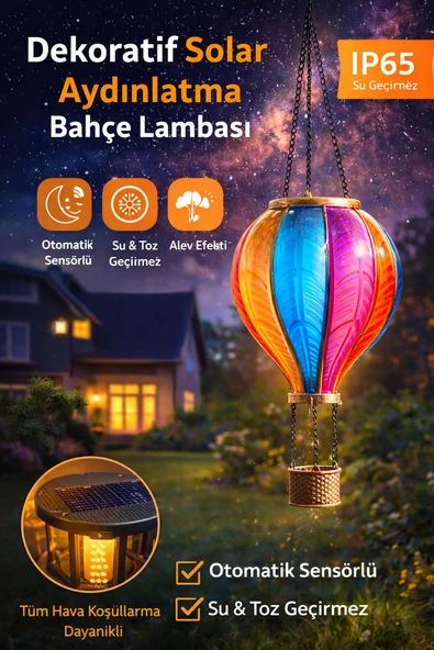 Solar Dekoratif Balon Bahçe Lambası IP65 Su Geçirmez Alev Efektli LED Aydınlatma ürün görseli 1