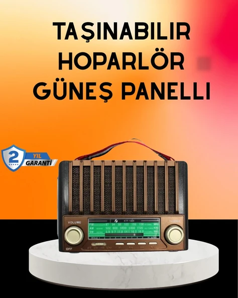 Solar Şarjlı Taşınabilir Radyo Bluetooth Hoparlör USB SD Destekli ürün görseli 1