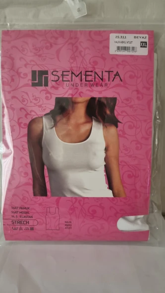 Sementa Kadın Modal Strech Kalın Askılı Atlet-Beyaz -3 Adet-XXL- İkinci Bir Ten Hissini Hissedin.! ürün görseli 1