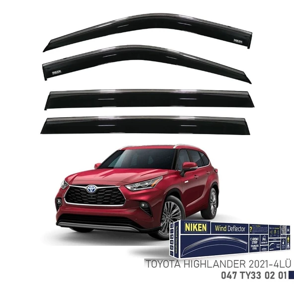 Niken Toyota Highlander Cam Rüzgarlığı Kromlu 4'Lü 2021+ Sonrası ürün görseli 1