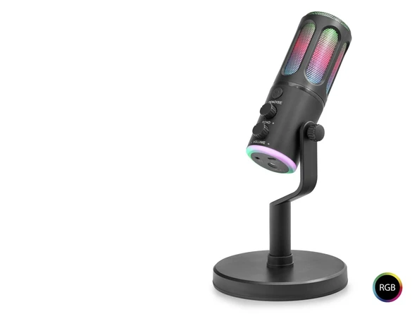 Profesyonel Gaming Rgb Mikrofon Dsp Gürültü Engelleme Reverb Echo Destekli Type-C - Siyah SU8 ürün görseli 1