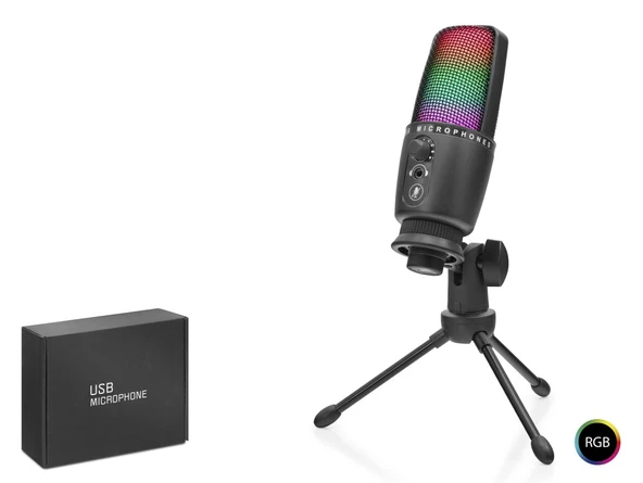 Profesyonel Gaming Rgb Mikrofon Dokunmatik Mute Ve Gain Kontrollü Type-C - Siyah ME31 ürün görseli 1