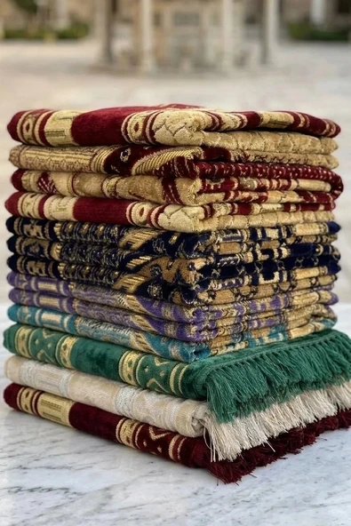 10 Adet Kadife Seccade Karışık Renkli (70cmx110cm 400gr) Hac Ve Umre Hediyesi ürün görseli 1