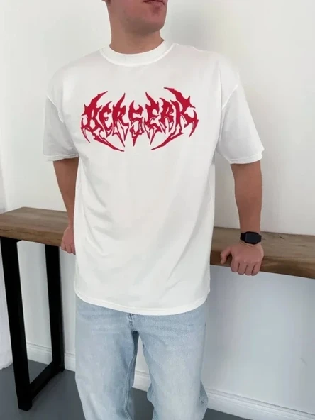 Erkek Baskılı T-Shirt Yazlık Kısa Kol Bisiklet Yaka Rahat Kalıp Tişört - Beyaz ürün görseli 1