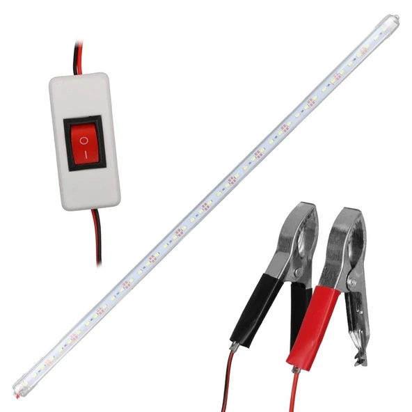 Powermaster PM-11060 60CM 12V 10W T8 İnce 42 SMD LED 6500K Beyaz Lamba Akü Maşalı Anahtarlı ürün görseli 1