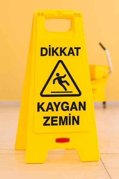 Trendpazarım Dikkat Kaygan Zemin Uyarı Levhası - Sarı Plastik Zemin Uyarı Tabelası ürün görseli 1