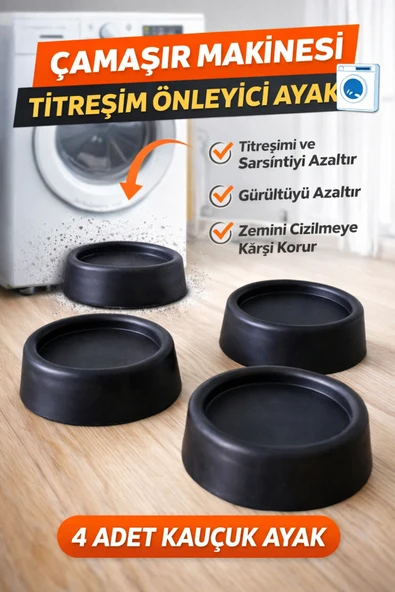 Primeaks Çamaşır Makinesi Titreşim Önleyici Ayak – Gürültü ve Sarsıntı Azaltıcı Kauçuk Takım (4 Adet) ürün görseli 1