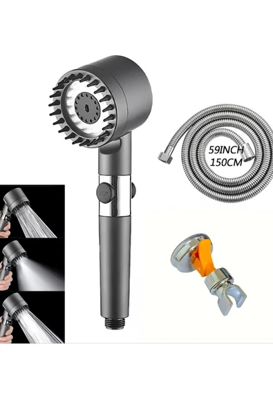 Primeaks Masajlı Duş Başlığı Seti – Vantuzlu Mafsal + 150 cm Hortum | Delmeden Kolay Montaj ürün görseli 1