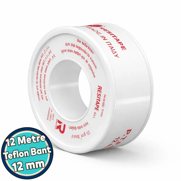 PTFE Teflon Sızdırmaz Yalıtım Bant Bandı Beyaz 12 mm x 12 Metre Dişi Bağlantı (1 Adet) ürün görseli 1