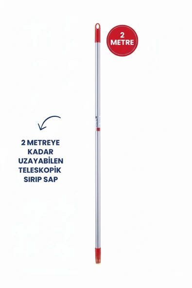 Primeaks 2 Metre Teleskopik Uzayabilir Sırık Sap - Dayanıklı Metal Gövde ürün görseli 1