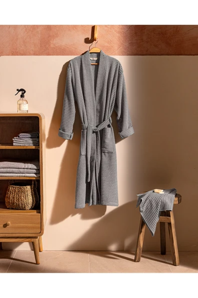 MADAME COCO Carla Kimono Unisex %100 Pamuk Bornoz Set ürün görseli 1