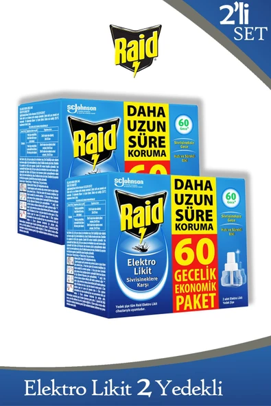 RAİD Elekro Likit 2 Yedek 60 Gece Ekonomik Paket (Sivrisineklere Karşı) x 2 Adet ürün görseli 1