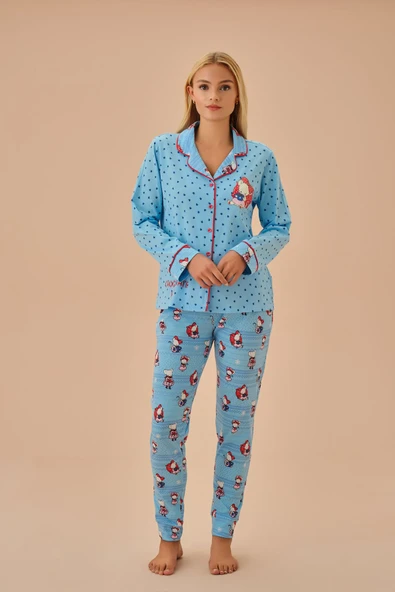 SUWEN Lulusu Gömlek Yaka Pijama Takımı - Resim 2