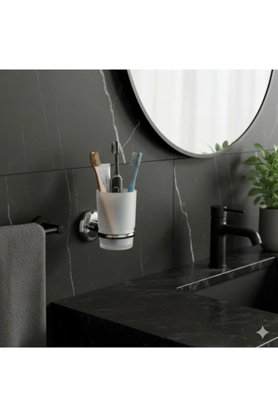 Primeaks Şık Tasarım Duvara Askılı Plastik Diş Fırçalık - Hijyenik ve Dayanıklı Banyo Düzenleyici ürün görseli 1