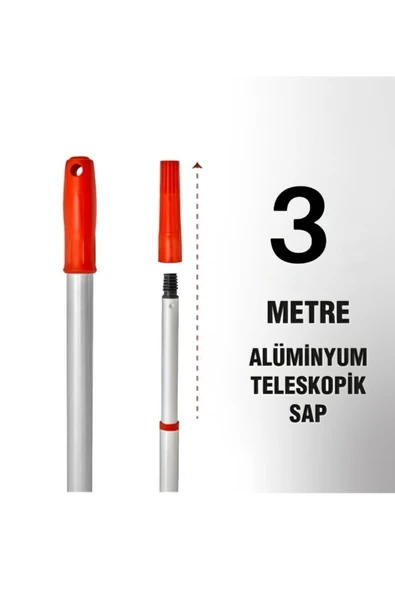 Primeaks Teleskopik Fırça Sapı – 3 Metreye Kadar Uzayan Ayarlanabilir Sap ürün görseli 1