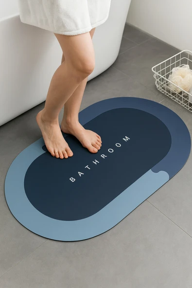 Primeaks Kaymaz Hızlı Kuruyan Banyo Paspası – 38x58 cm Su Emici Modern Tasarım ürün görseli 1